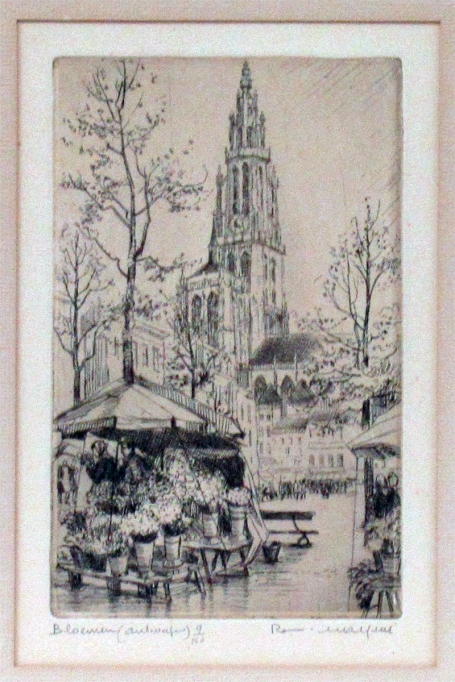 Belgische etser Romain Malfliet met een ets