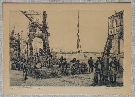 Belgische etser R. Malfliet met een grote ets