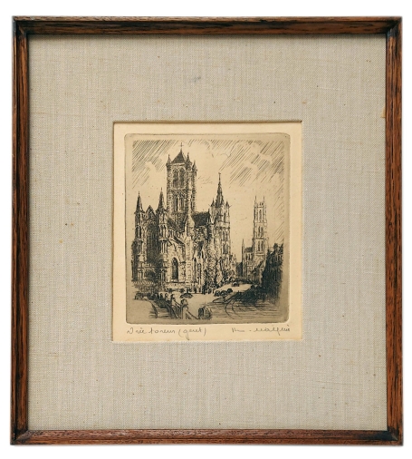 Kleine gesigneerde ets van Romain Malfliet kopen