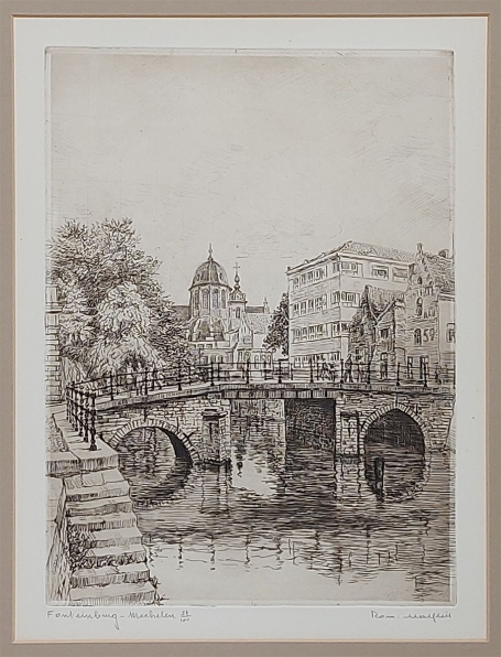 Belgische etser Romain Malfliet met een ets