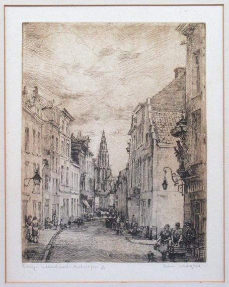 Belgische etser Romain Malfliet met een ets