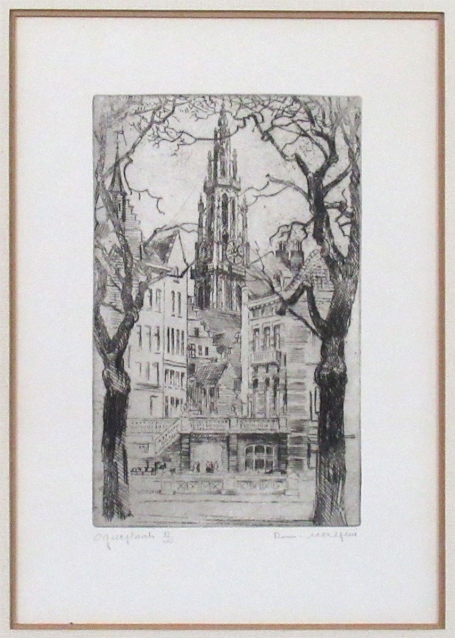 Belgische etser Romain Malfliet met een ets