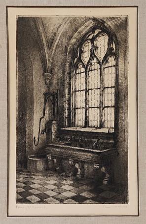 Belgische etser R. Malfliet met een ets