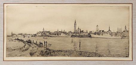 Belgische etser R. Malfliet met een grote ets