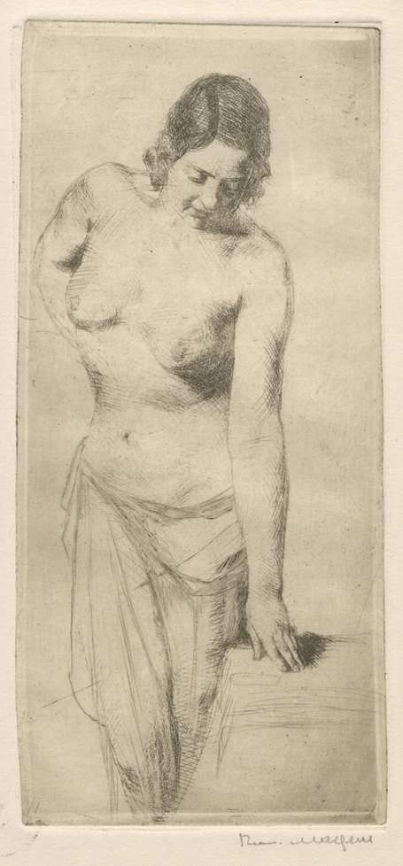 Belgische etser R. Malfliet met een ets