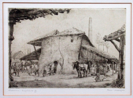 Belgische etser Romain Malfliet met een ets van de Rupelstreek