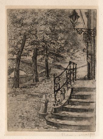 Belgische etser R. Malfliet met een ets