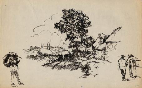 Schetsen van Frans Masereel op papier