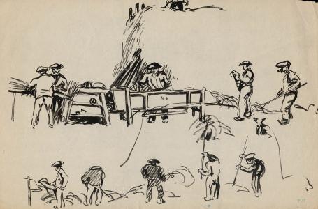 Schetsen van Frans Masereel op papier uit vroege periode