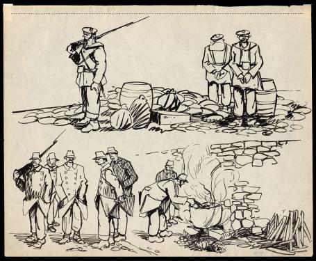 Soldaten getekend door Frans Masereel