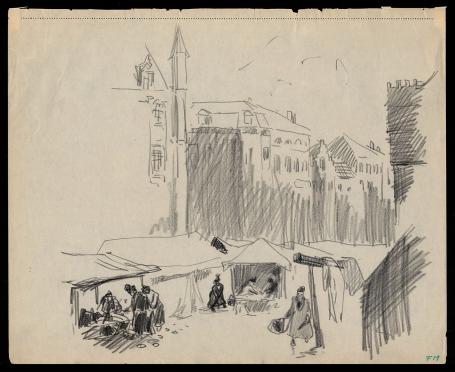 Schetsblad van F. Masereel met schetsen