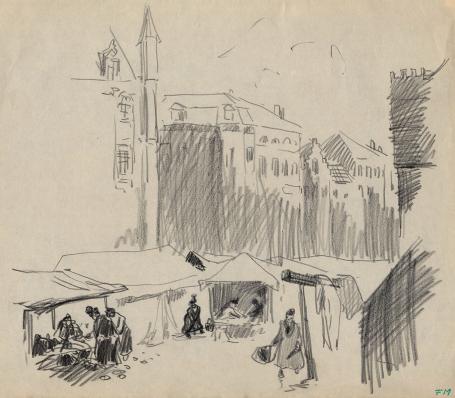 Schetsen van Frans Masereel op papier