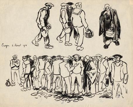 Tekeningen van Frans Masereel, schetsen op papier