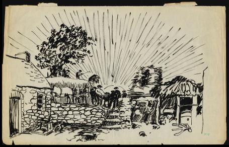 Groot schetsblad van F. Masereel kopen