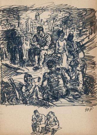 Schets van Frans Masereel op papier uit 1940