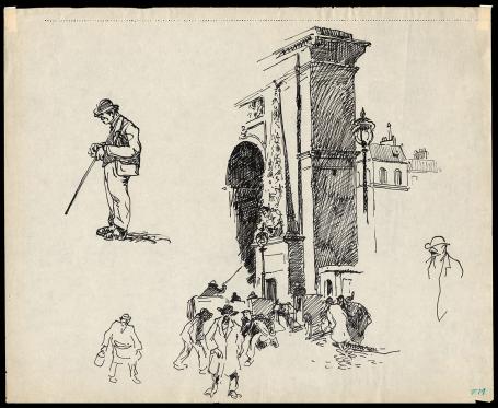 Monument getekend door Frans Masereel