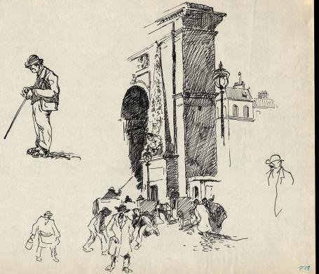 Tekeningen van Frans Masereel, schetsen op papier