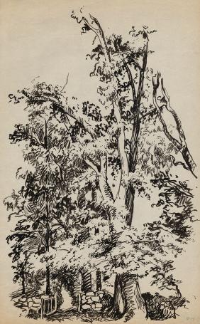 Tekening van Frans Masereel op papier uit vroege periode