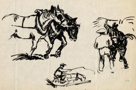 Schetsen van Frans Masereel, paarden