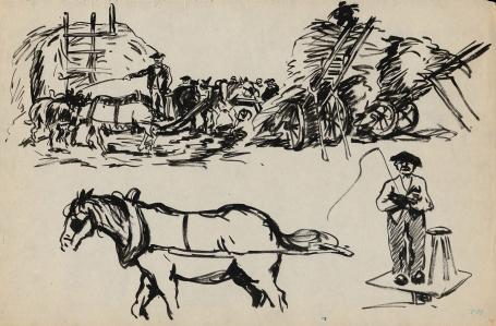 Schetsen van Frans Masereel op papier uit vroege periode