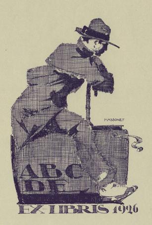 Belgische graficus Armand Massonet  met een litho