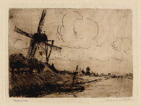 Maurice Seghers met een ets van Damme