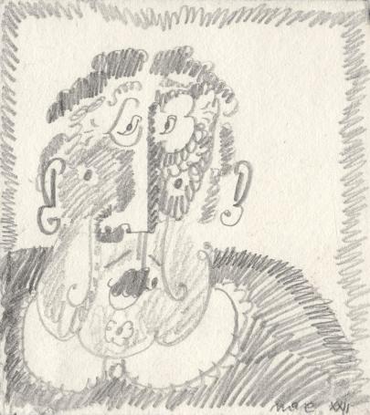 Belgische graficus Max Lapiower met een potloodtekening
