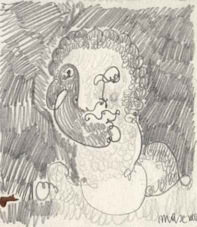 Belgische graficus Max Lapiower met een potloodtekening