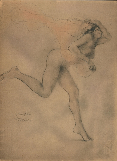 Armand Rassenfosse met een tekening uit 1926