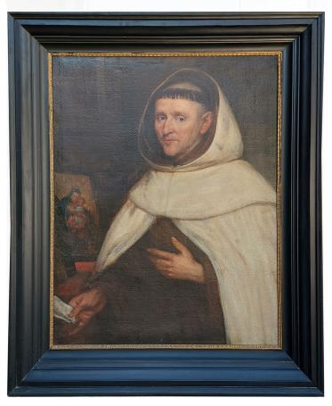 Oud schilderij van een 59 jarige monnik of abt