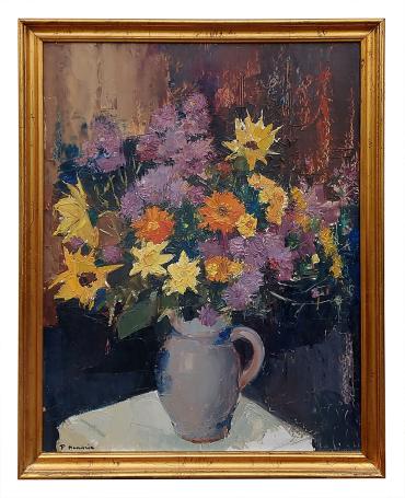 Schilderij van Pierre Hendrix, stilleven met bloemen