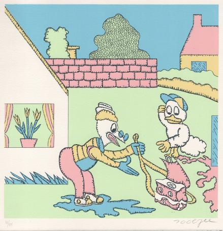 Grafisch kunstwerk van de Belgische lithomaker Pjeroo Roobjee