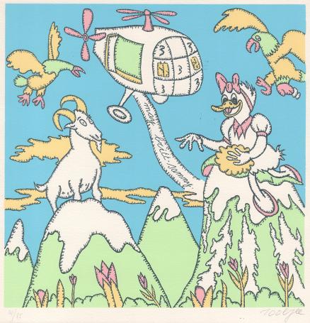 Grafisch kunstwerk van de Belgische lithomaker Pjeroo Roobjee