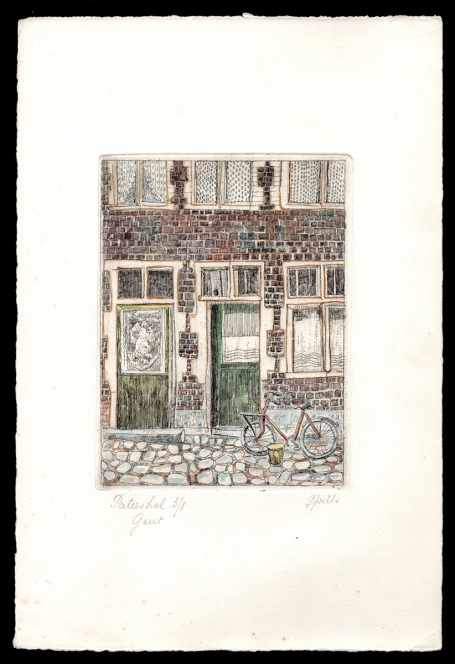 Originele ingekleurde ets kopen van Gustaaf Prils