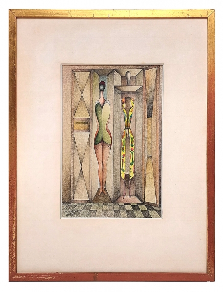 Tekening van Paul Dufrane, Belgische kunstschilder
