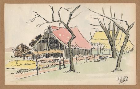 Grafisch kunstwerk uit 1944 van de Belgische kunstenaar Maurice Pauwaert
