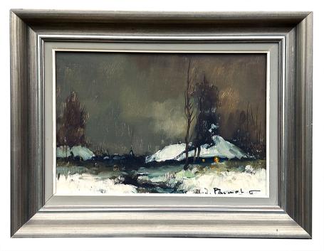 Klein sneeuwlandschap van Belgische schilder Henri Joseph Pauwels kopen