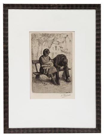 Kurt Peiser met een kleine ets