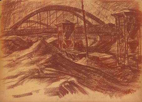 Rode krijttekening van de Nederlandse tekenaar Harmen Klaas Post