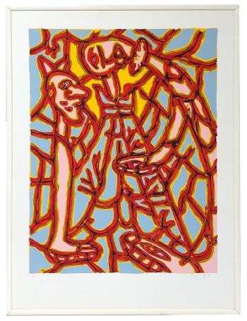 Grote zeefdruk van de Belgische kunstenaar Pjeroo Roobjee kopen