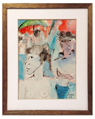 Bernadette Prédair met een aquarel