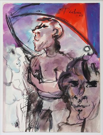 Aquarel van Bernadette Prédair uit 1969