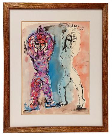 Bernadette Prédair met een aquarel