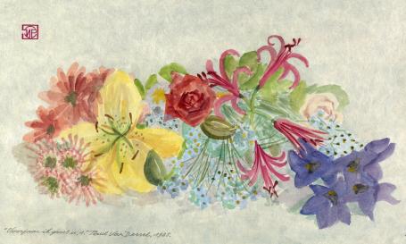 Aquarel met bloemen van de Antwerpse kunstenaar Paul Van Dessel kopen