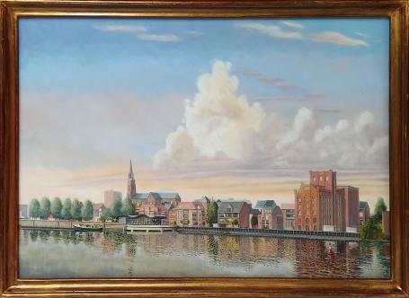 Olieverfschilderij van Boom langs de Rupel