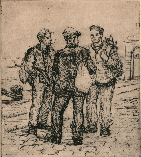 Belgische etser Romain Malfliet met een kleine ets