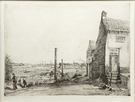 Belgische etser R. Malfliet met een ets