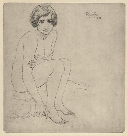 Armand Rassenfosse met een ets uit 1928
