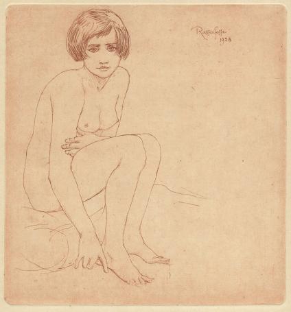 Armand Rassenfosse met een ets uit 1928