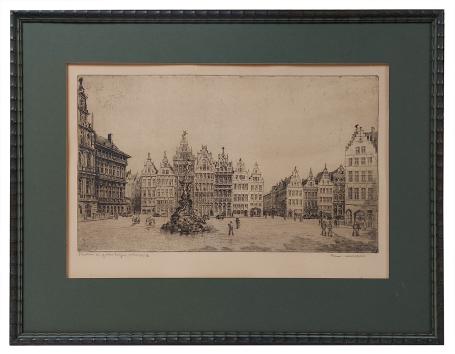 Grote gesigneerde ets van Romain Malfliet kopen